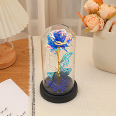 Dream Butterfly Rose Glass Cover Night Light Gift Box