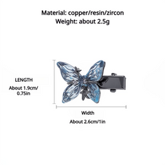 Blue Butterfly Jewelry Set - Necklace, Earrings, Ring & Clip - Copper Resin Zirconia Design