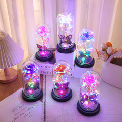 Dream Butterfly Rose Glass Cover Night Light Gift Box