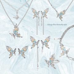 Orange and blue butterfly themed jewelry series