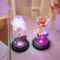 Dream Butterfly Rose Glass Cover Night Light Gift Box