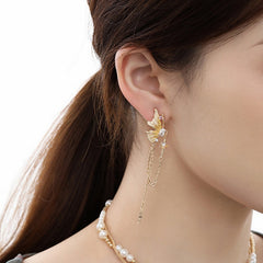 Enchanted Golden Butterfly Jewelry Set - Necklace Earrings Ring with Sparkling Zirconia - Enchanted Design for Women