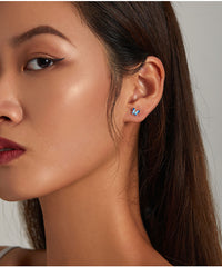 Butterfly Earrings 925 Sterling Silver - Asymmetric Blue Gradient Enamel Dainty Studs