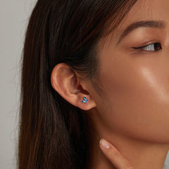 Butterfly Earrings 925 Sterling Silver - Asymmetric Blue Gradient Enamel Dainty Studs