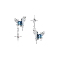 Blue Butterfly Jewelry Set - Necklace, Earrings, Bracelet & Ring with Dreamy Gradient - 925 Sterling Silver Needles & Zirconia