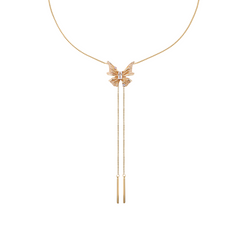 Enchanted Golden Butterfly Jewelry Set - Necklace Earrings Ring with Sparkling Zirconia - Enchanted Design for Women