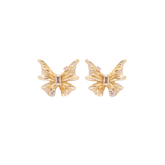 Enchanted Golden Butterfly Jewelry Set - Necklace Earrings Ring with Sparkling Zirconia - Enchanted Design for Women