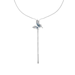 Blue Butterfly Jewelry Set - Necklace, Earrings, Bracelet & Ring with Dreamy Gradient - 925 Sterling Silver Needles & Zirconia