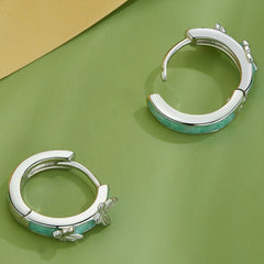 Butterfly Earrings 925 Sterling Silver - Green 3D Clip-Ons with White Gold Plating