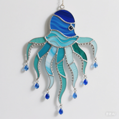 Handcrafted Ocean Stained Glass Suncatcher