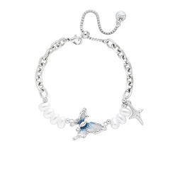 Blue Butterfly Jewelry Set - Necklace, Earrings, Bracelet & Ring with Dreamy Gradient - 925 Sterling Silver Needles & Zirconia