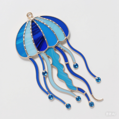 Handcrafted Ocean Stained Glass Suncatcher