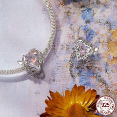 Monet-Inspired Butterfly Bead Jewelry - 925 Sterling Silver & Opal Glass Necklace with White Gold Plating
