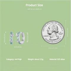 Butterfly Earrings 925 Sterling Silver - Green 3D Clip-Ons with White Gold Plating