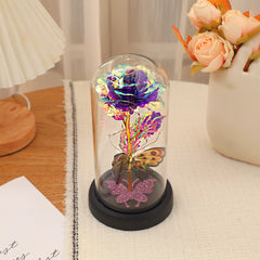 Dream Butterfly Rose Glass Cover Night Light Gift Box