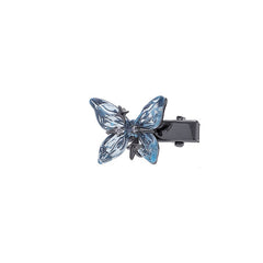 Blue Butterfly Jewelry Set - Necklace, Earrings, Ring & Clip - Copper Resin Zirconia Design