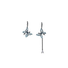 Blue Butterfly Jewelry Set - Necklace, Earrings, Ring & Clip - Copper Resin Zirconia Design