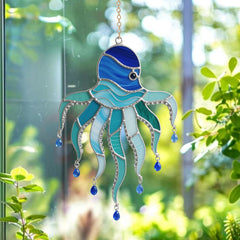 Handcrafted Ocean Stained Glass Suncatcher
