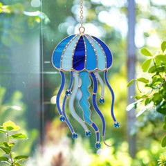 Handcrafted Ocean Stained Glass Suncatcher