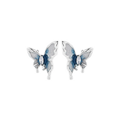 Blue Butterfly Jewelry Set - Necklace, Earrings, Bracelet & Ring with Dreamy Gradient - 925 Sterling Silver Needles & Zirconia