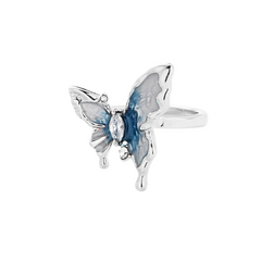 Blue Butterfly Jewelry Set - Necklace, Earrings, Bracelet & Ring with Dreamy Gradient - 925 Sterling Silver Needles & Zirconia